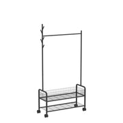 Lukzer Heavy-Duty Portable Metal Clothes Rack with Double Rod & Bottom Shelf (MGR-002/Black)