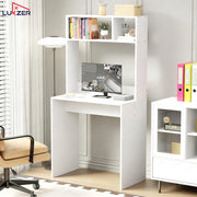 Lukzer Engineered Wood Computer Desk Study Table with Bookshelf Study Table (ST-006/White)