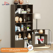 Lukzer 12 Open Cube Bookcase with Push Latch Doors & 2 Bottom Shelf (MR-033/Wenge)