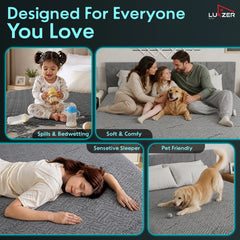 Lukzer 100% Waterproof Charcoal Fabric Mattress Protector/Mattress Cover / Queen Size - (75" x 60" Inches) - (6.3 x 5 ft)