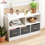 Lukzer 2-Layer Engineered Wood 3 Drawers Bookshelf & Storage Organizer (MR-025/White)