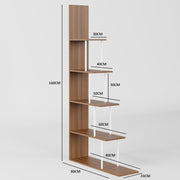 Lukzer L-Shaped Multipurpose Bookshelf & Open Display Rack – Metal Frame & Engineered Wood Shelves (Oak, Brown, White) | MRM-015