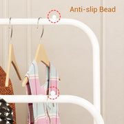 Lukzer Metal Cloth Stand with 2 Hanging Rods & Dual Storage Shelves (MGS-003/White)