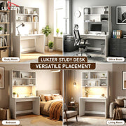 Lukzer Multi-Purpose Study & Computer Desk with Bookshelf Made with Engineered Wood (ST-008/White)