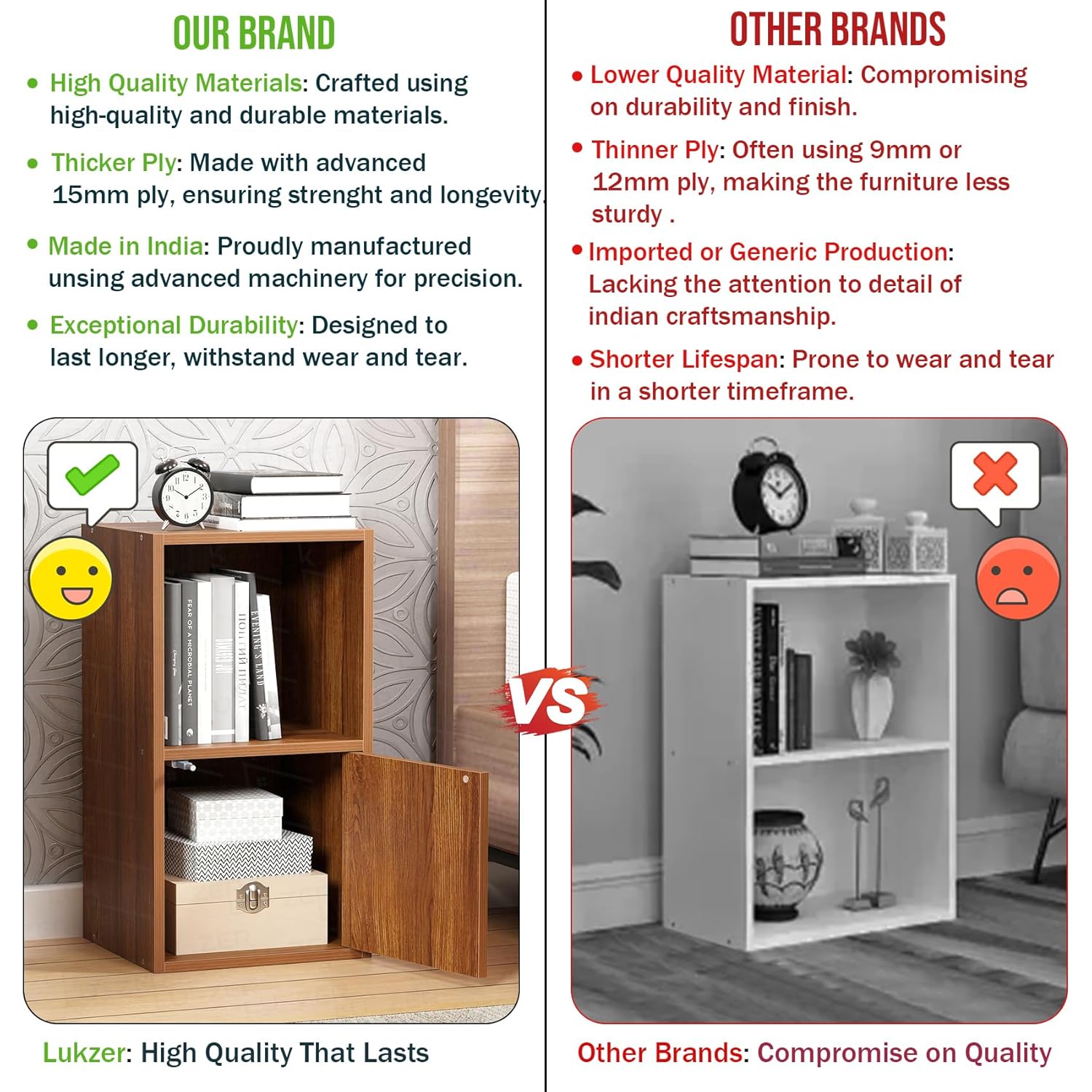 Lukzer Engineered Wood 2 Layer Storage Cabinet with Open Display Rack (MR-021/Oak Brown)