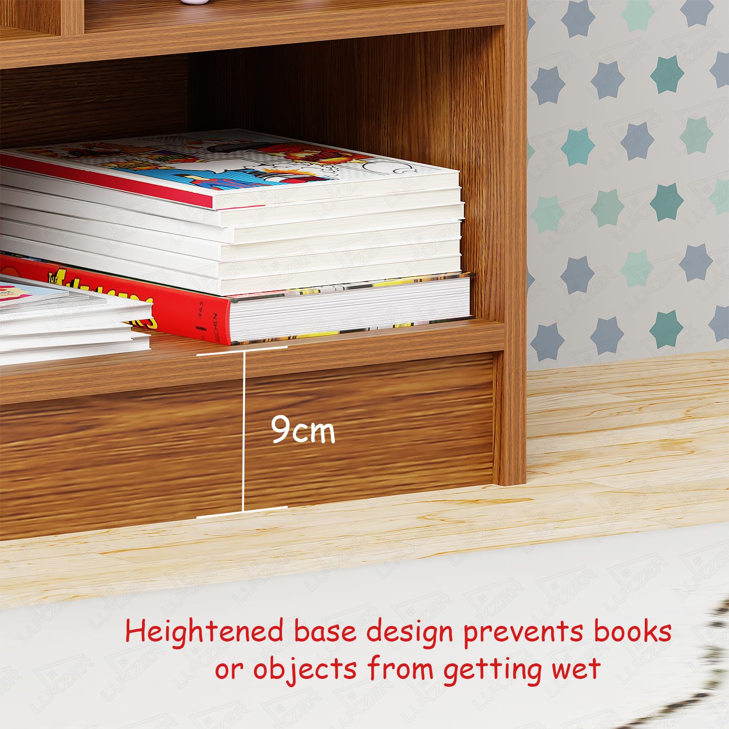 Lukzer Multipurpose 7-Section Storage Rack with 4 Shelves Bookcase Unit (MR-008/Oak Brown)