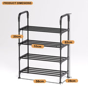 Lukzer Dual-Material Shoe Rack – Black, 3/4/5/6-Layer Storage Organizer