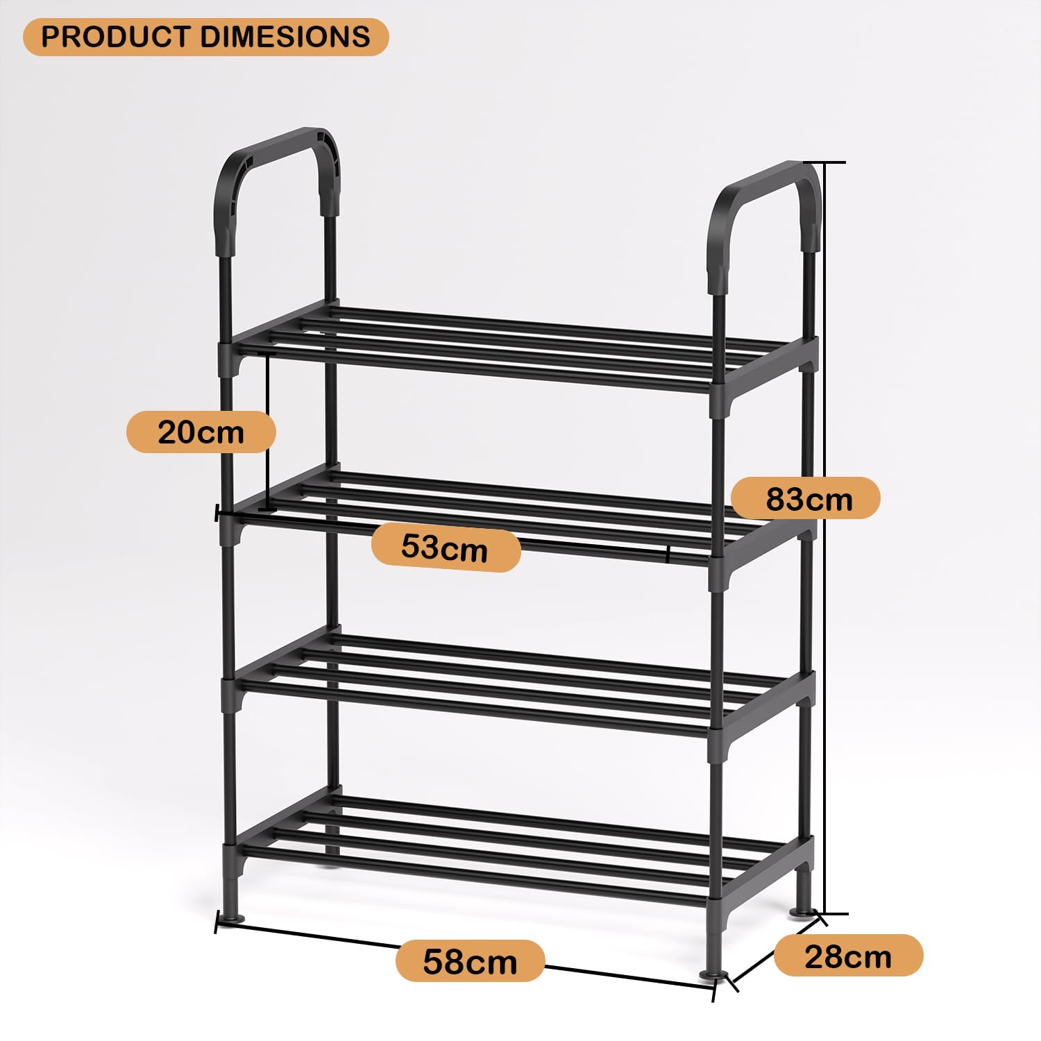 Lukzer Dual-Material Shoe Rack – Black, 3/4/5/6-Layer Storage Organizer