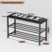 Lukzer 2-Layer Shoe Rack with Bench – Relax Printed Design, Sturdy Storage Organizer
