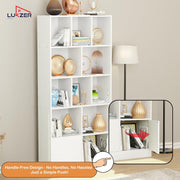 Lukzer 12 Open Cube Bookcase with Push Latch Doors & 2 Bottom Shelf (MR-033/White)