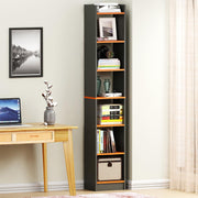 Lukzer 6 Layer Dual Tone Engineered Wood Bookshelf Multipurpose Rack (MR-005/Charcoal Ember)