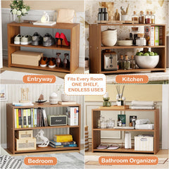 Lukzer 3-Tier Engineered Wood Shoe Storage Shelf (SR-004/Oak Brown)