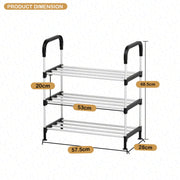 Lukzer Dual-Material Shoe Rack – Silver & Black, 3/4/5/6-Layer Storage Organizer