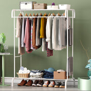 Lukzer Multifunctional Metal Garment Stand with Bottom Shelf (MGS-004/White)