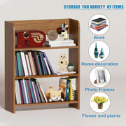 Lukzer 3‑Layer Rounded Edges Engineered Wood Open Rack Cabinet Bookshelf (MR‑016/Oak Brown)
