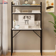 Lukzer 3-Layer Metal & Wooden Computer Desk & Study Table with Bookshelf (MST-006/White)