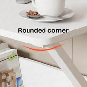 Lukzer Modern Engineered Wood Computer Desk with Bookshelf White Top & White Frame (MST-001)