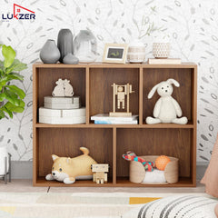 Lukzer Engineered Wood 5 Shelves Open Cabinet Bookshelf & Storage Organiser (MR-026/Oak Brown)