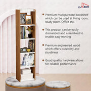 Lukzer Dual Tone Engineered Wood 5-Layer Bookshelf Easy to Assemble (MR-013/White & Oak Brown)