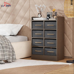 Lukzer 8 Drawer Engineered Wood Storage Organizer Cabinet with Fabric Bins (MR-028/Wenge)