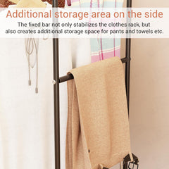 Lukzer Metal Cloth Stand with 2 Hanging Rods & Storage Shelf (MGS-002/Black)