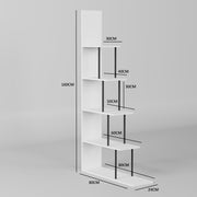 Lukzer L-Shaped Multipurpose Bookshelf & Open Display Rack – Metal Frame & Engineered Wood Shelves (Oak, Brown, White) | MRM-015
