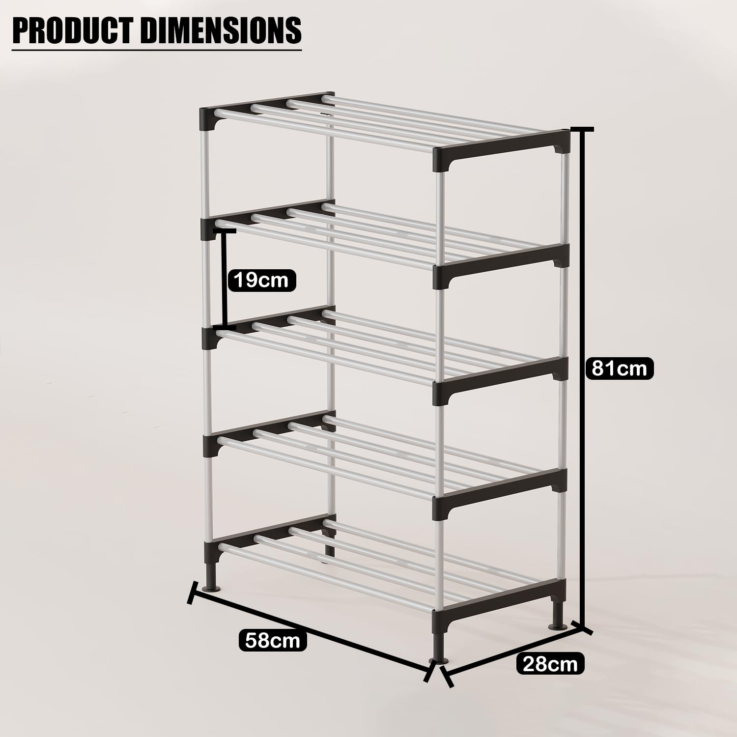 Lukzer Easy DIY Metal & Plastic Bookshelf/Storage Organizer – Black & Silver (3/4/5/6 Layers)