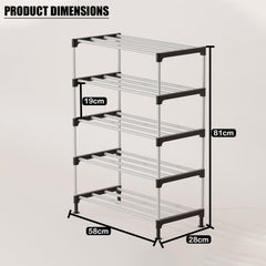Lukzer Easy DIY Metal & Plastic Bookshelf/Storage Organizer – Black & Silver (3/4/5/6 Layers)