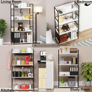 Lukzer MMR-001 Sturdy 4-Tier Storage Rack – Metal Frame, Engineered Wood (White/Oak Brown, Black/White)