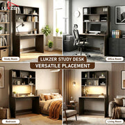 Lukzer Multi-Purpose Study & Computer Desk with Bookshelf Made with Engineered Wood (ST-008/Wenge)