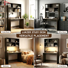 Lukzer Multi-Purpose Study & Computer Desk with Bookshelf Made with Engineered Wood (ST-008/Wenge)