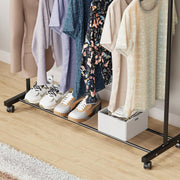 Lukzer Double Rod Cloth Stand & Garment Rack – Sturdy Storage Organizer (Black/White, Model: MGS-006)