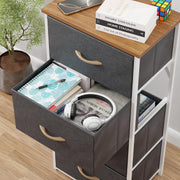 Lukzer 4-Drawer Fabric Storage Organizer for Closet (MMR-002/White & Oak Brown)