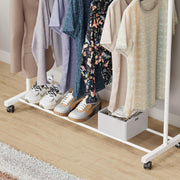 Lukzer Double Rod Cloth Stand & Garment Rack – Sturdy Storage Organizer (Black/White, Model: MGS-006)