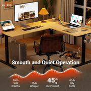 Lukzer L-Shape Electric Height Adjustable Study Desk (EST-001/Black & Oak Light)