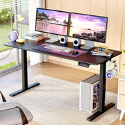 Lukzer Dual Motor Electric Height Adjustable Desk th Memory Controller Standing Table EST-002/Black & Black)