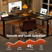 Lukzer L-Shape Electric Height Adjustable Study Desk (EST-001/Black & Black)