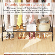 Lukzer Heavy-Duty Double Garment Rack with Bottom Storage – (MGS-002)(White, Gold, Black, Rose Gold, Silver)