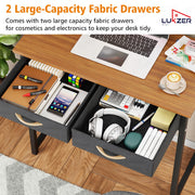Lukzer Metal Frame & Engineered Wood Office & Study Computer Desk with Drawer (STM-006/Black & Oak Brown)