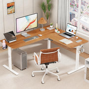 Lukzer Electric Height Adjustable Desk with USB & Type-C Study Table (EST-001/UC-White & Oak Brown)