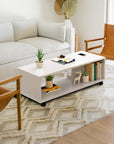 Center Table with Open Storage & Wheels | (CT-003)