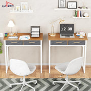 Lukzer Metal & Engineered Wood Office & Study Computer Desk with Drawer (STM-006/White & Oak Brown)