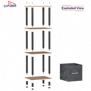 Lukzer 4-Tier Engineered Wood Bookshelf with Fabric Drawer (MRM-001/Oak Brown)