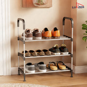 Lukzer 3-Tier Metal & Plastic Space-Saving Shoe Organizer Rack (MSR-003/Silver)