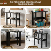 Lukzer Engineered Wood Kids Study Table with Open Shelf (ST-004S/Black)