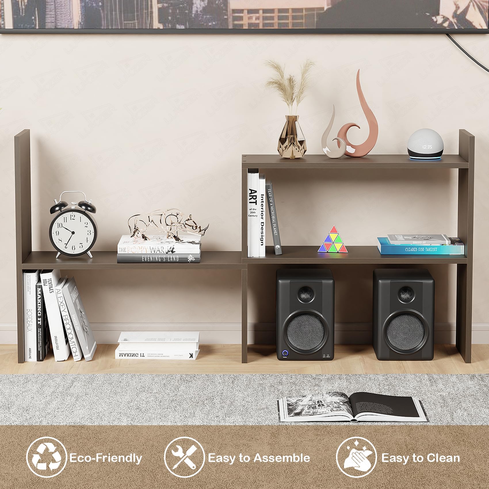Lukzer Adjustable 5-Tier Bookshelf Multi-Functional Storage Rack Engineered Wood (MR-011/Wenge)