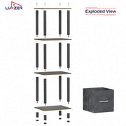 Lukzer 4-Tier Engineered Wood Bookshelf with Fabric Drawer (MRM-001/Wenge)
