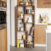 Lukzer 8 Shelves Modern Engineered Wood Book Shelf with Storage Display Rack (MR-004/Oak Brown)