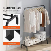 Lukzer Freestanding Metal Cloth Stand with Storage Shelf (MGS-001/Black)