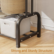 Lukzer Metal Cloth Stand with 2 Hanging Rods & Dual Storage Shelves (MGS-003/Black)